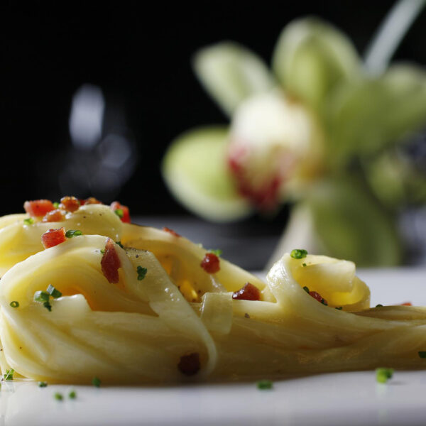 Carbonara palm fettuccine from the D.O.M. restaurant - two Michelin stars