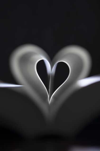 Love - Sheets of a book in the shape of heart