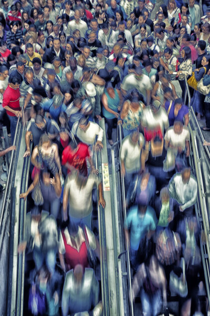 Station - Crowd of people on the train station escalator