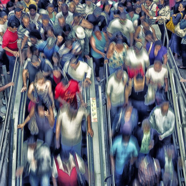 Station - Crowd of people on the train station escalator